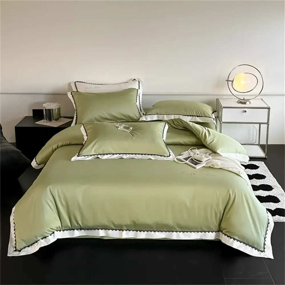 Beige & white hot diamond lace bedding set bedroom duvet cover