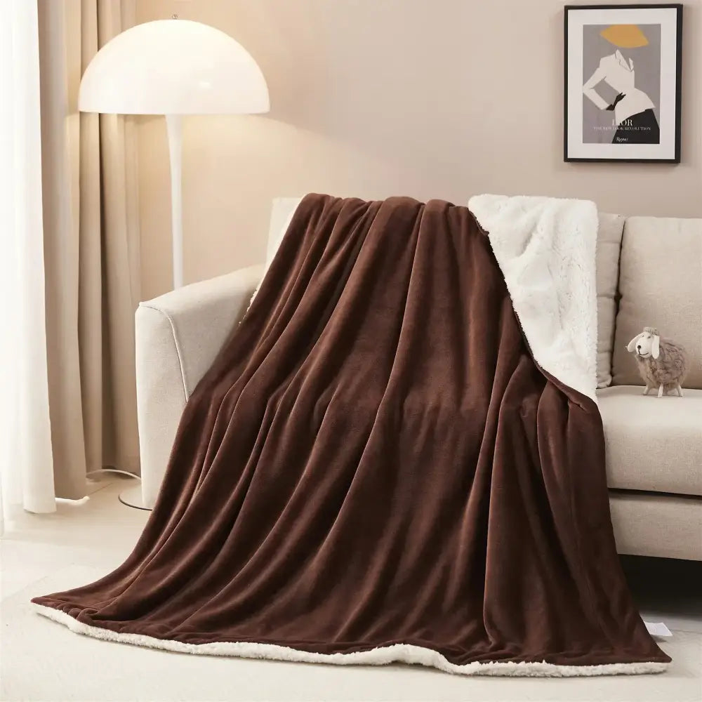 Beige & white sherpa twin blanket bedroom cozy sherpa throw