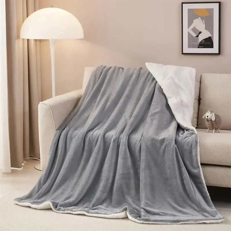 Beige & white sherpa twin blanket bedroom cozy sherpa throw