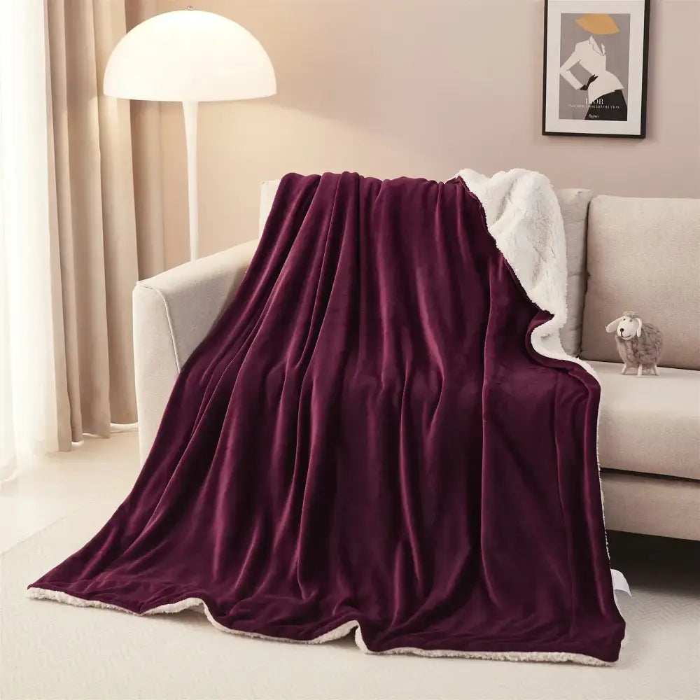 Beige & white sherpa twin blanket bedroom cozy sherpa throw