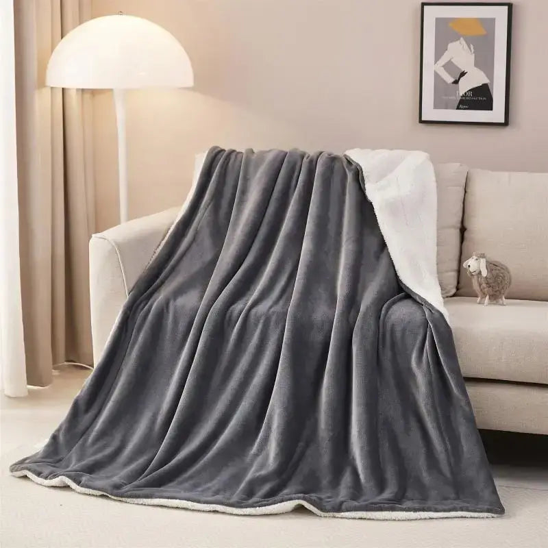 Beige & white sherpa twin blanket bedroom cozy sherpa throw
