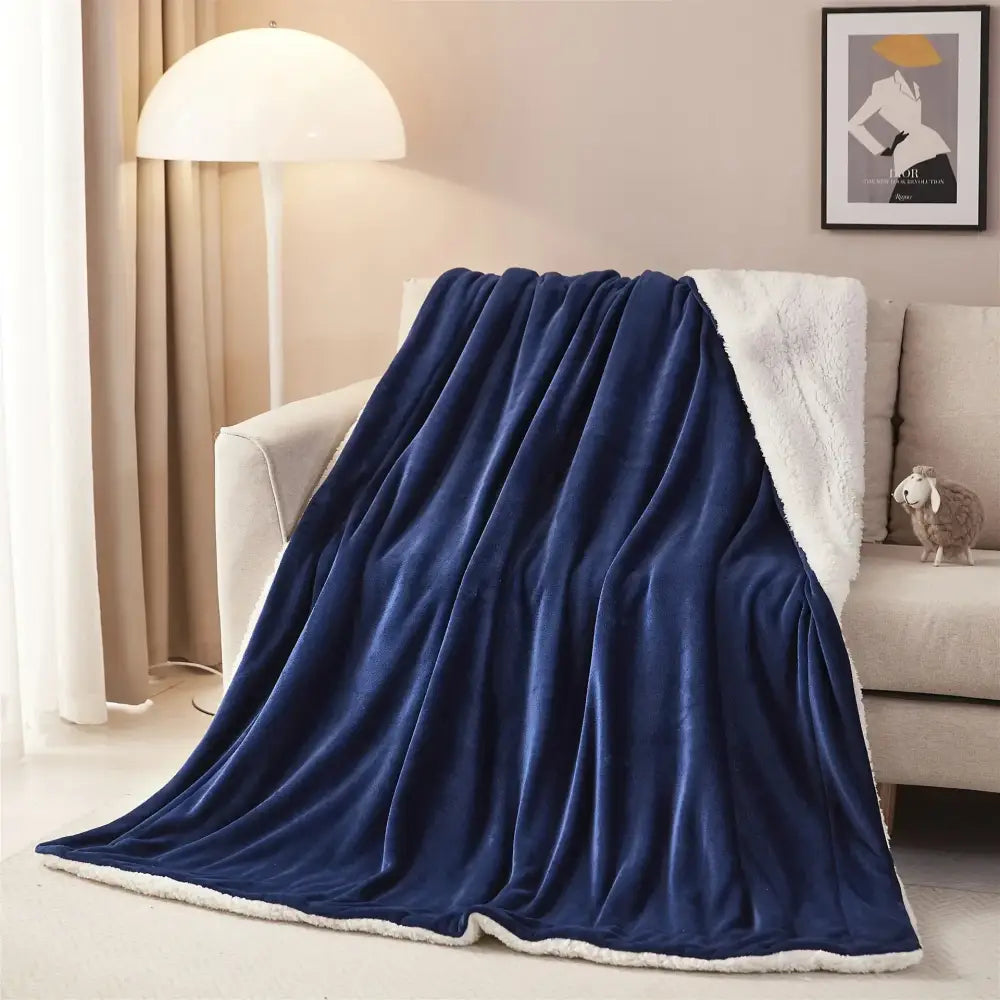 Beige & white sherpa twin blanket bedroom cozy sherpa throw