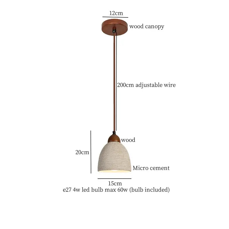 Beige wood grain columnar micro cement pendant light kitchen decor