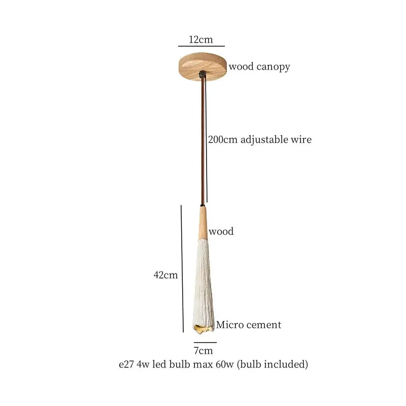 Beige wood grain columnar micro cement pendant light kitchen decor