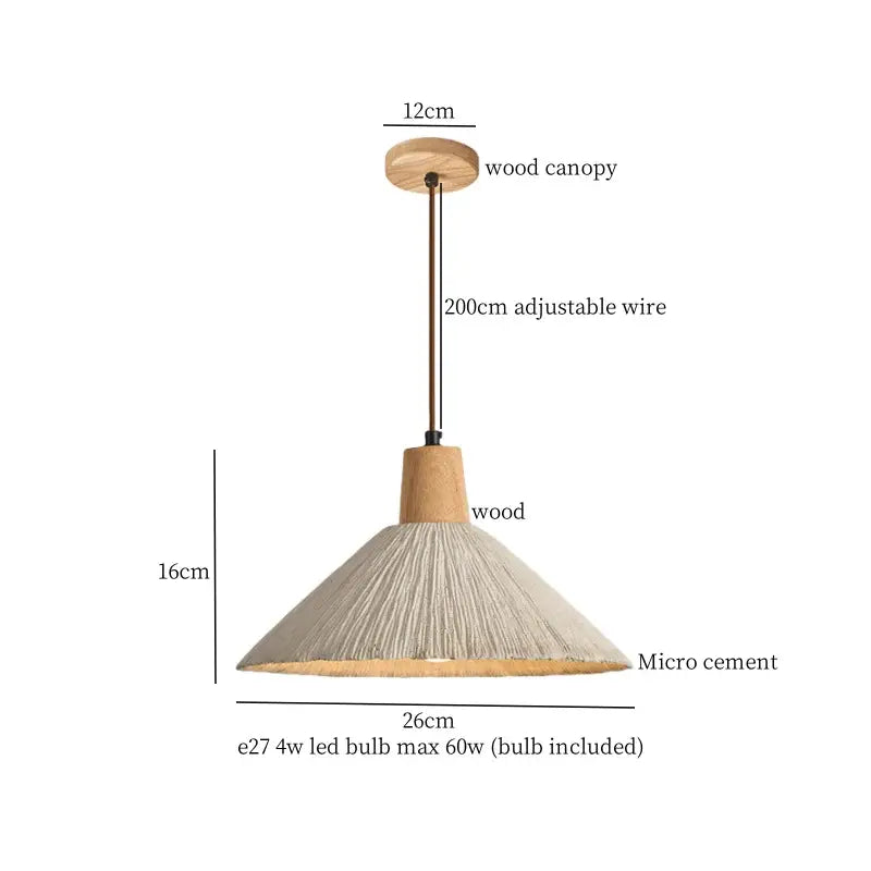 Beige wood grain columnar micro cement pendant light kitchen decor
