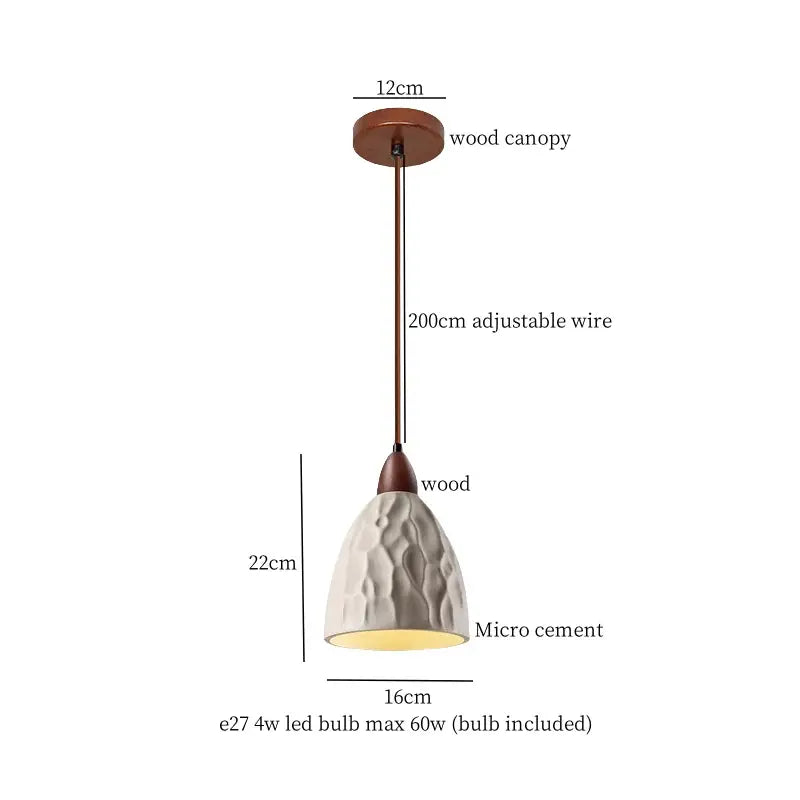Beige wood grain columnar micro cement pendant light kitchen decor