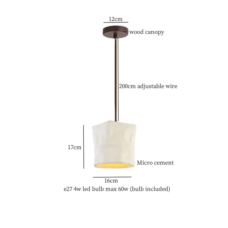 Beige wood grain columnar micro cement pendant light kitchen decor