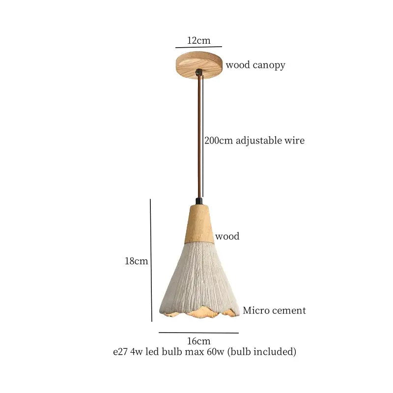 Beige wood grain columnar micro cement pendant light kitchen decor