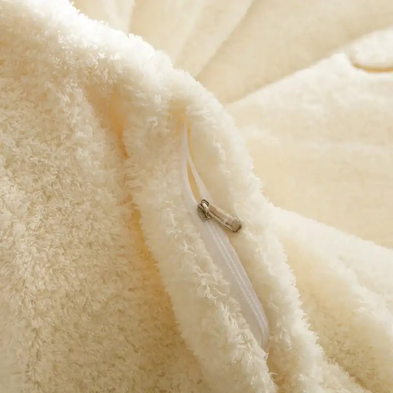 Berber fleece star embroidery bedding set cream white bedroom plush