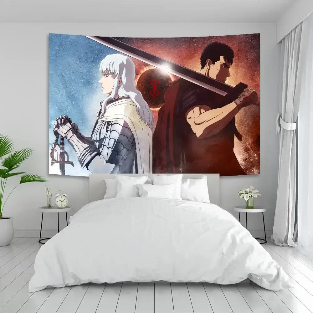 Berserk sacrifice tapestry blue wall hanging bedroom decor