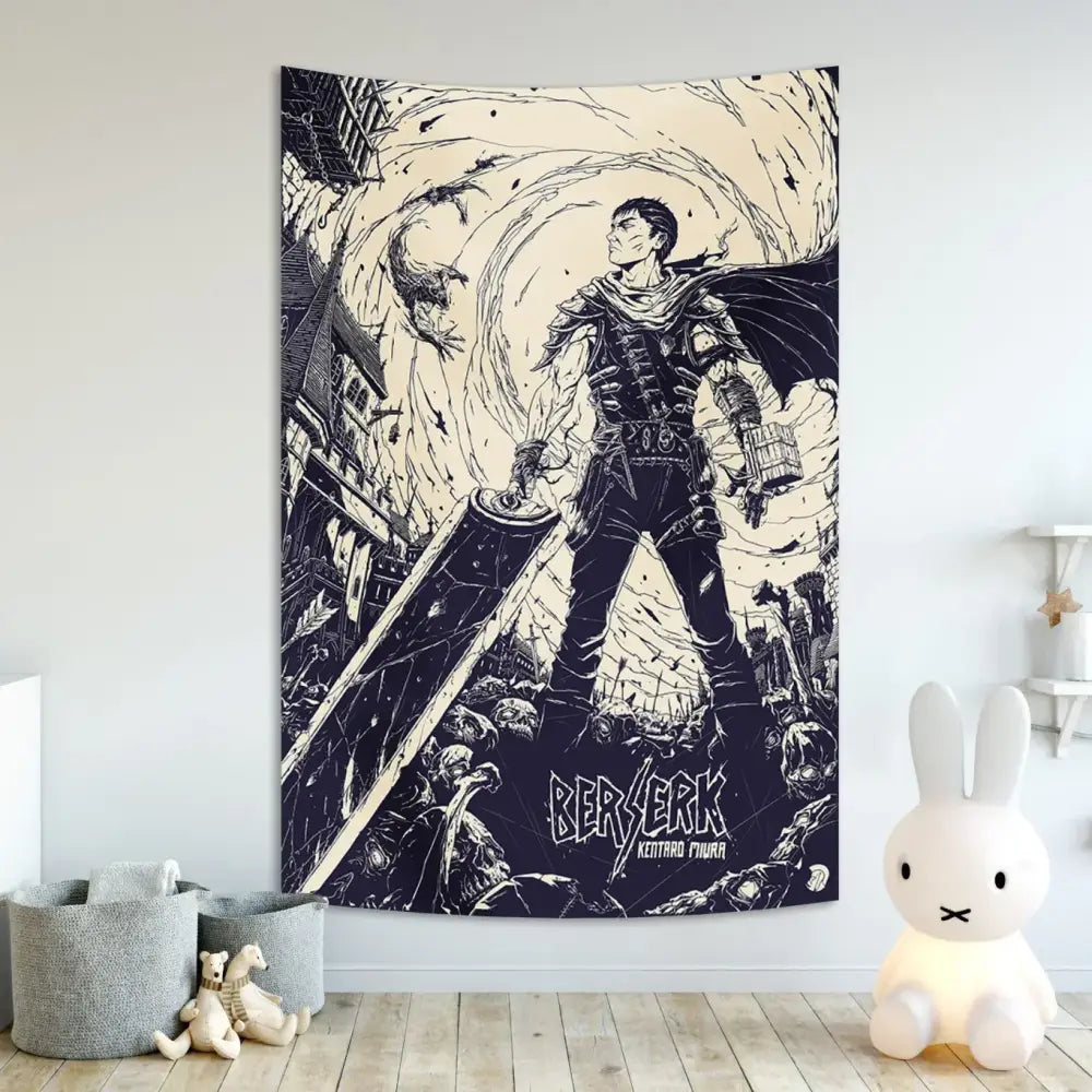 Berserk sacrifice tapestry blue wall hanging bedroom decor
