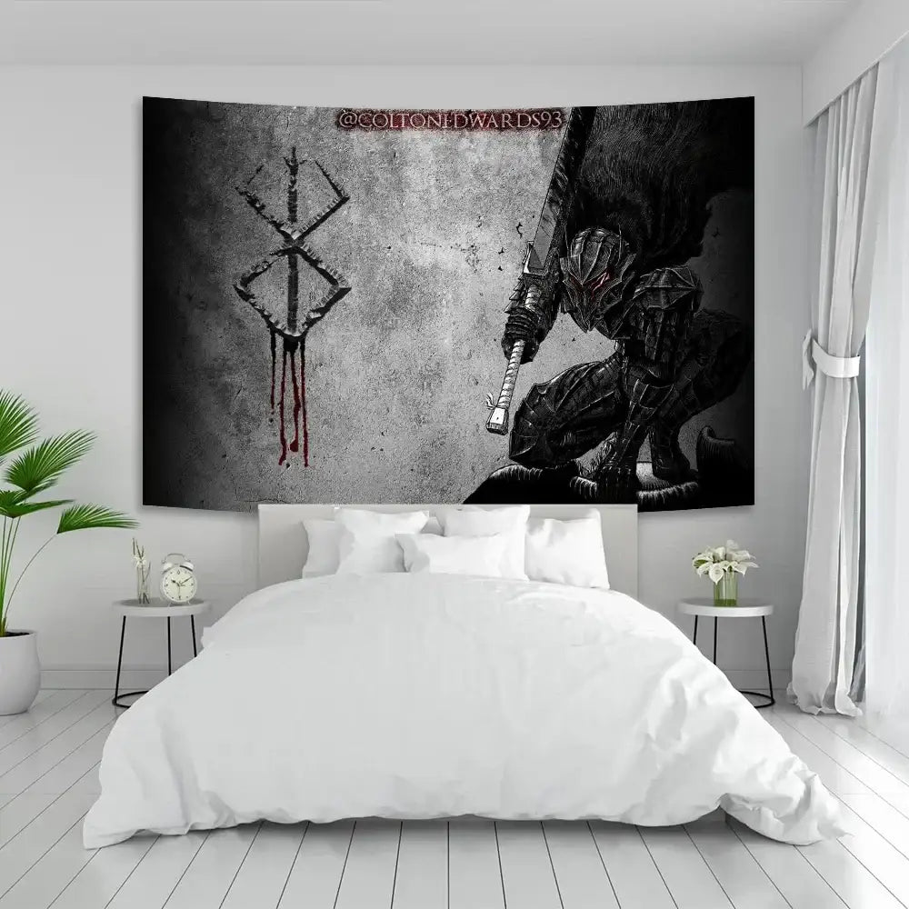 Berserk sacrifice tapestry blue wall hanging bedroom decor