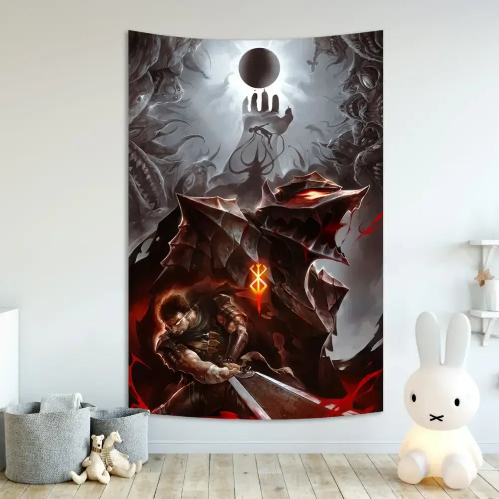 Berserk sacrifice tapestry blue wall hanging bedroom decor