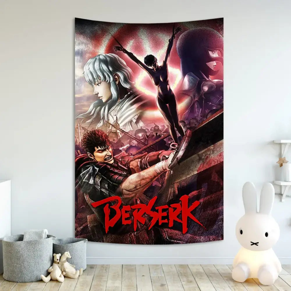 Berserk sacrifice tapestry blue wall hanging bedroom decor