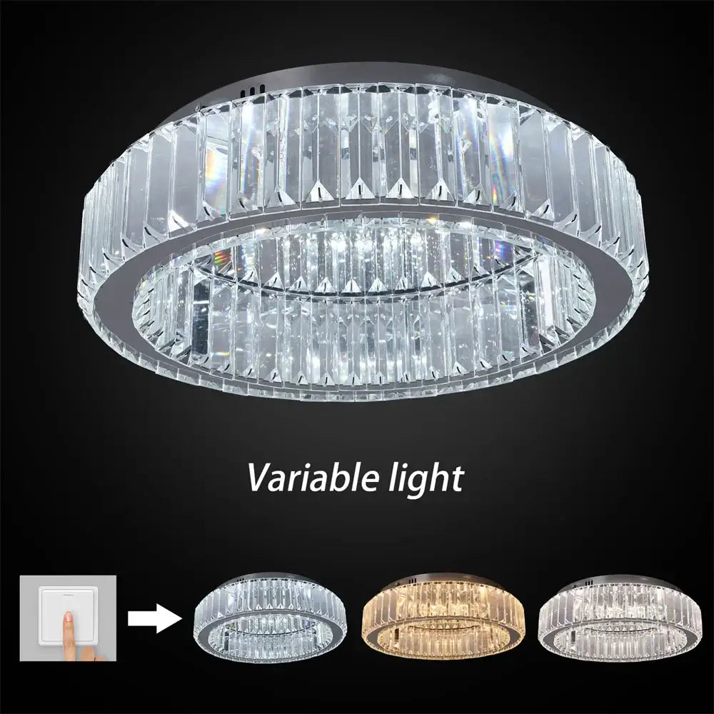 Big crystal round led dimmable chandelier for living room