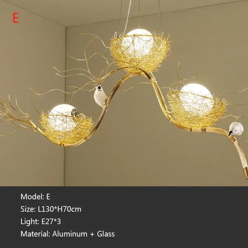 Bird nest led pendant light for dining room and cafe decor