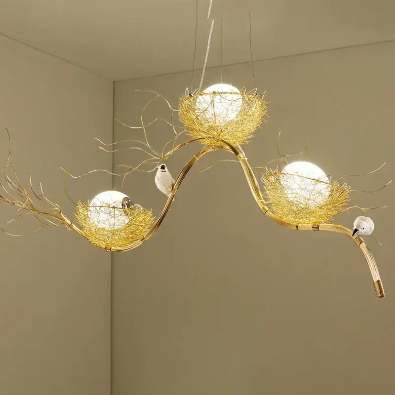 Bird nest led pendant light for dining room and cafe decor