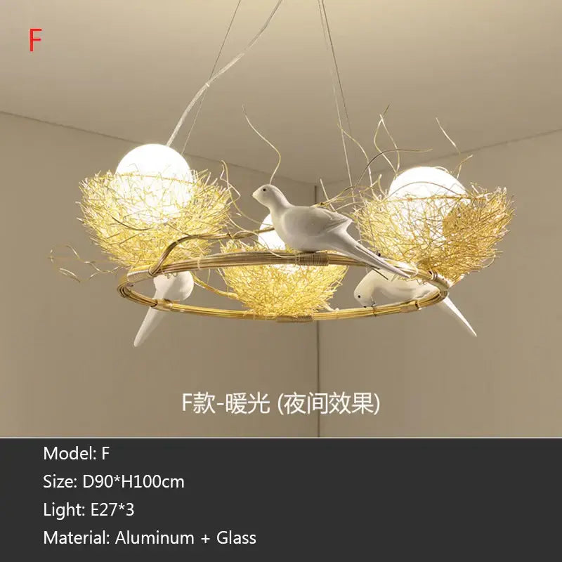 Bird nest led pendant light for dining room and cafe decor