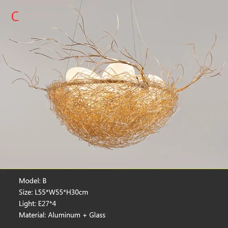 Bird nest led pendant light for dining room and cafe decor