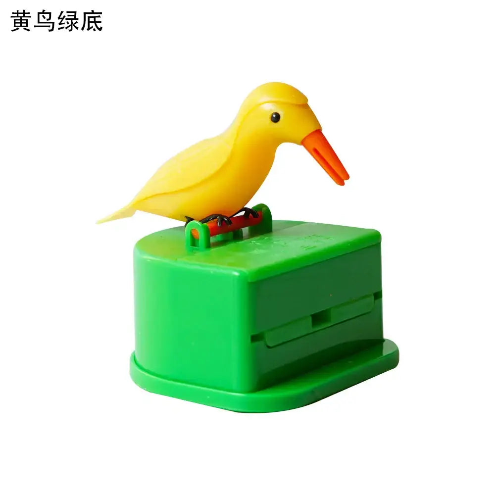 Birdie toothpick holder yellow & green kitchen storage dispenser