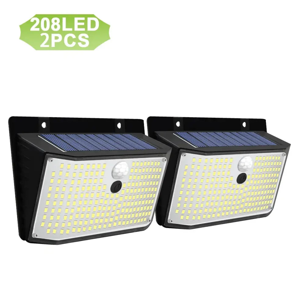 Black 208 led solar outdoor motion sensor waterproof garden lights