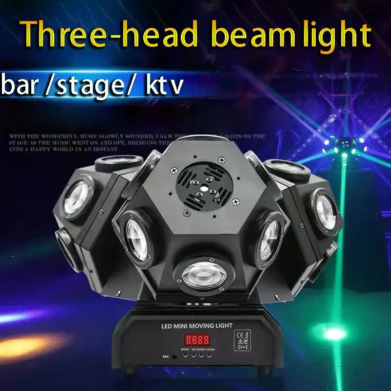 Black 3-head rgbw led beam laser stage light for party room