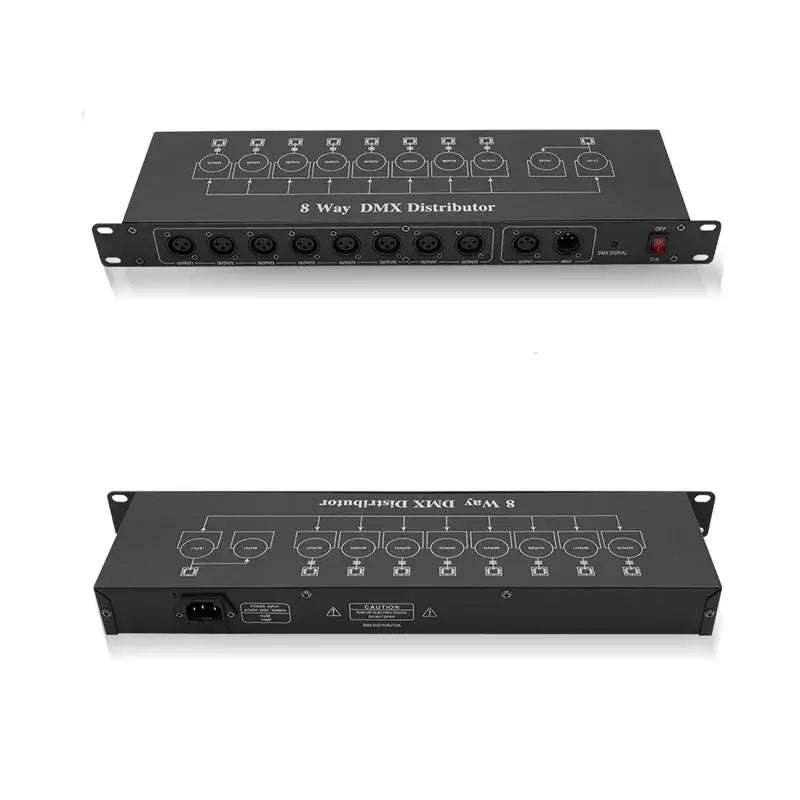 Black 8-way dmx512 splitter stage lighting signal amplifier
