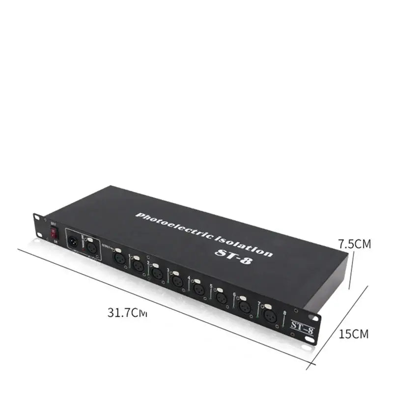 Black 8-way dmx512 splitter stage lighting signal amplifier