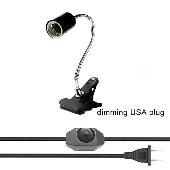 Black adjustable gooseneck clip lamp holder bedroom desk light