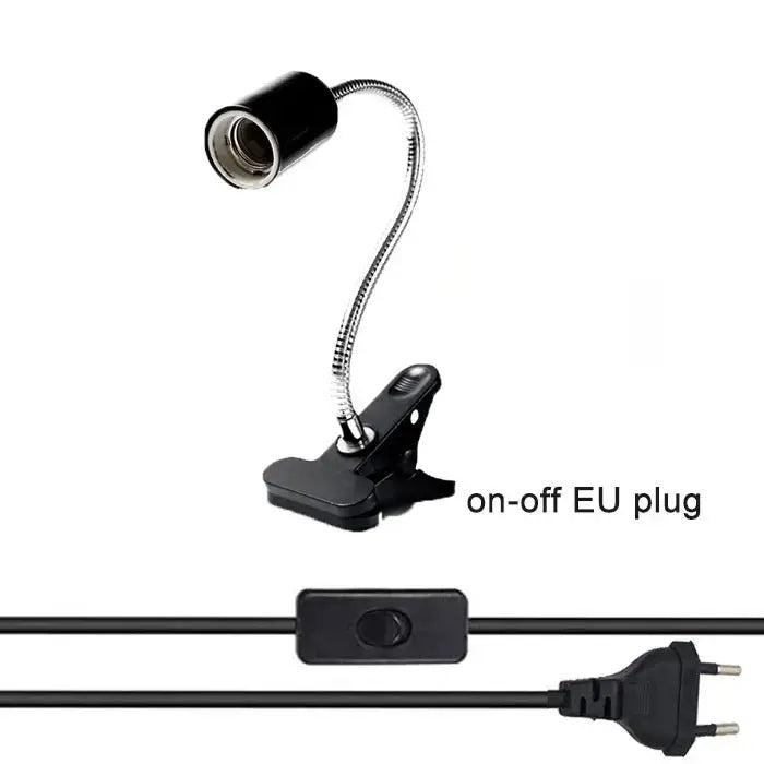 Black adjustable gooseneck clip lamp holder bedroom desk light