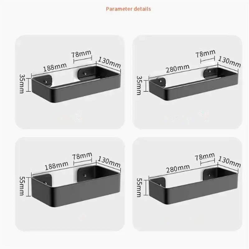 Black aluminum corner double tier shelf bathroom storage rack