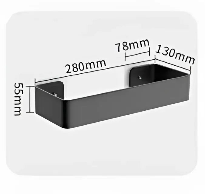 Black aluminum corner double tier shelf bathroom storage rack