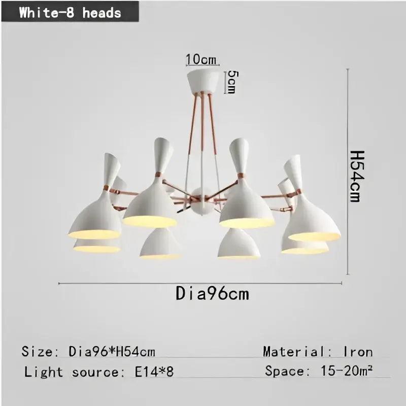 Black and brass nordic led multiple head chandelier for living room