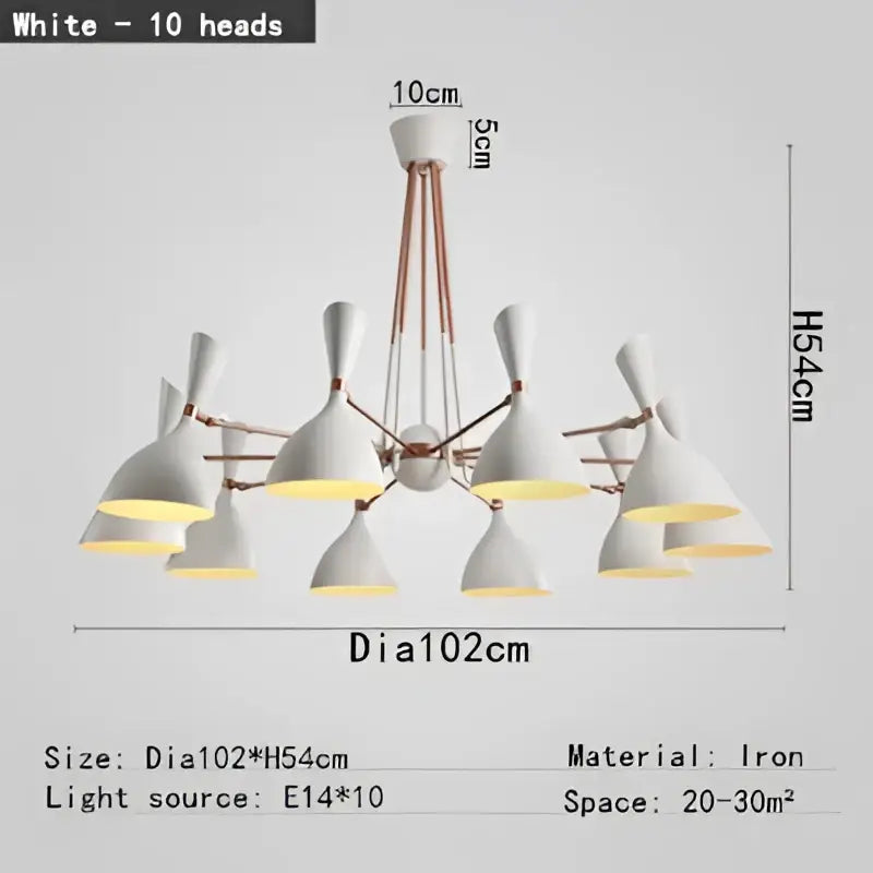 Black and brass nordic led multiple head chandelier for living room