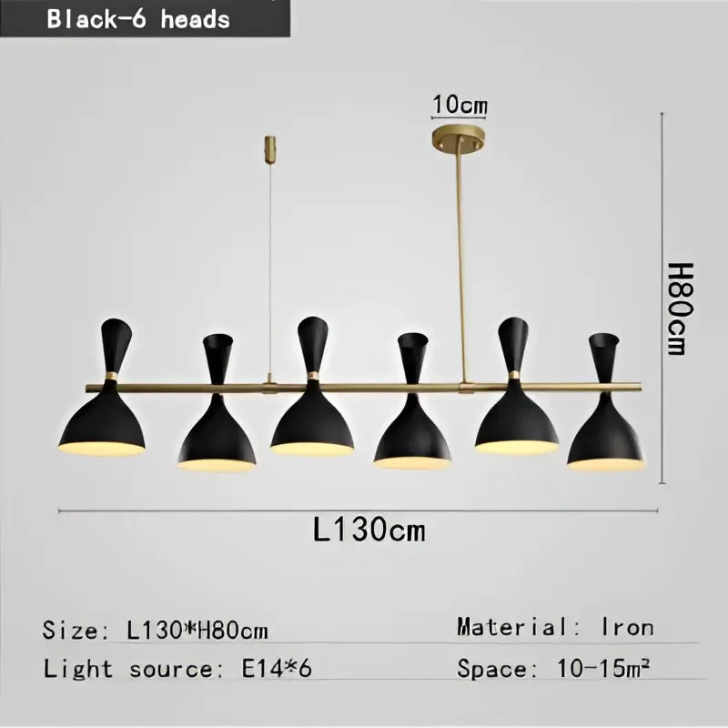 Black and brass nordic led multiple head chandelier for living room