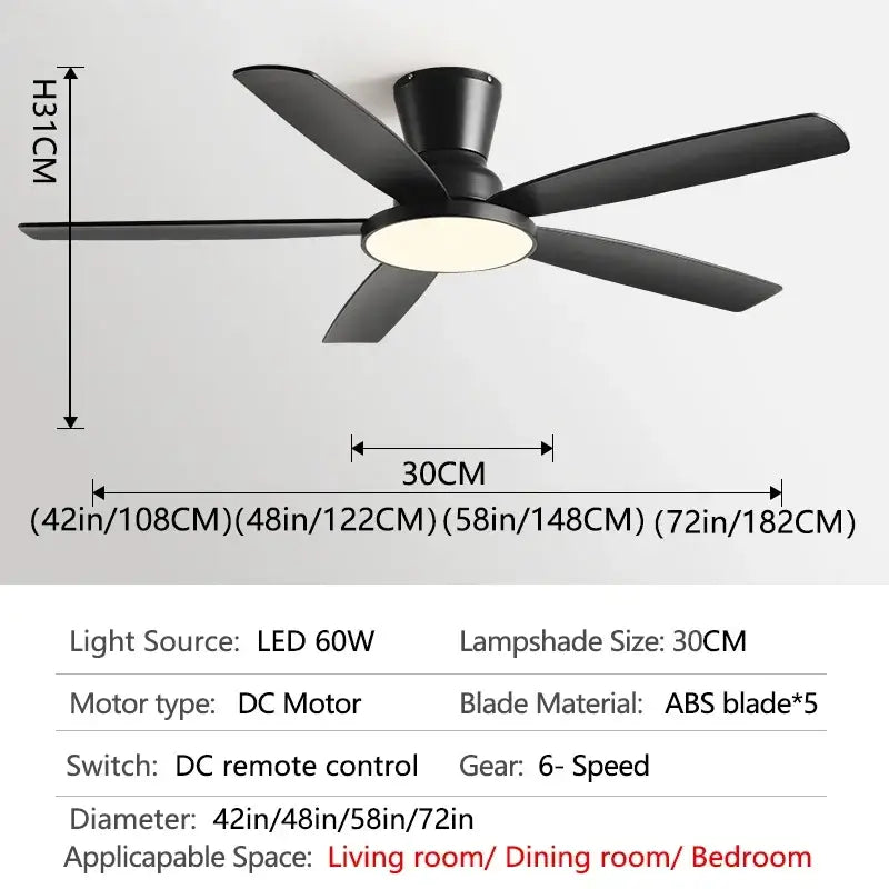 Black and dark wood ceiling fan light with remote living room