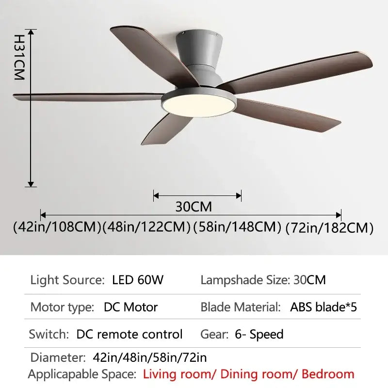 Black and dark wood ceiling fan light with remote living room