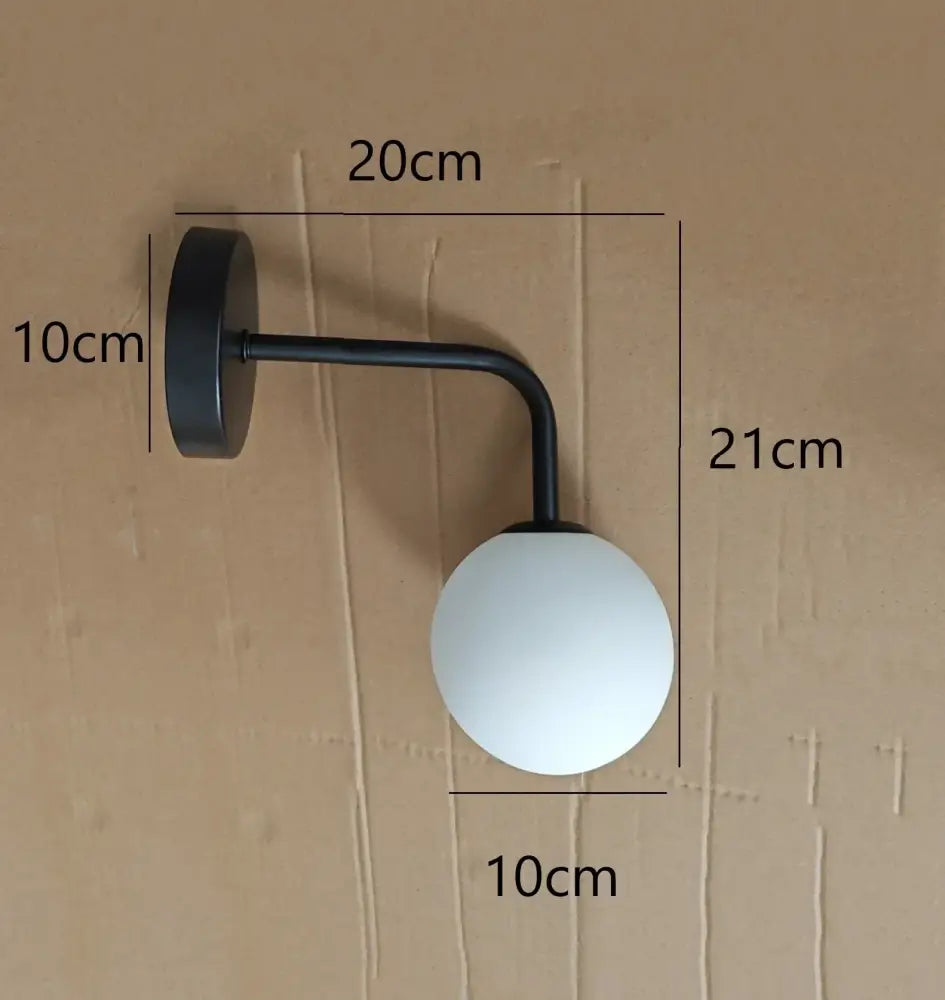 Black and gold glass wall lamp bedroom dual globe sconce