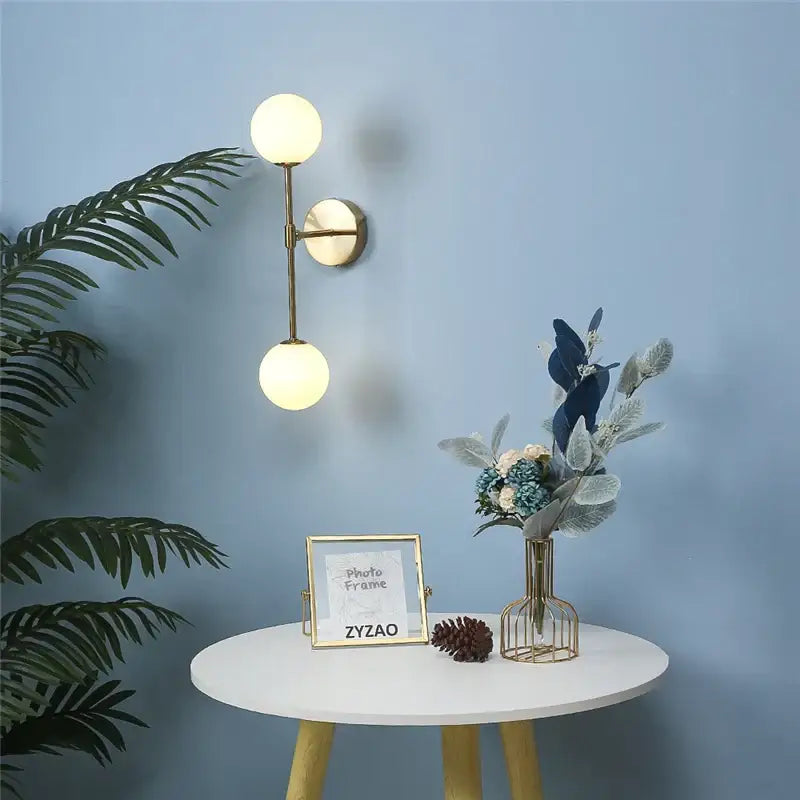 Black and golden glass led wall lamp bedroom sconce