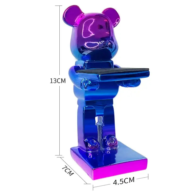 Black and iridescent purple cartoon bear watch stand bedroom decor