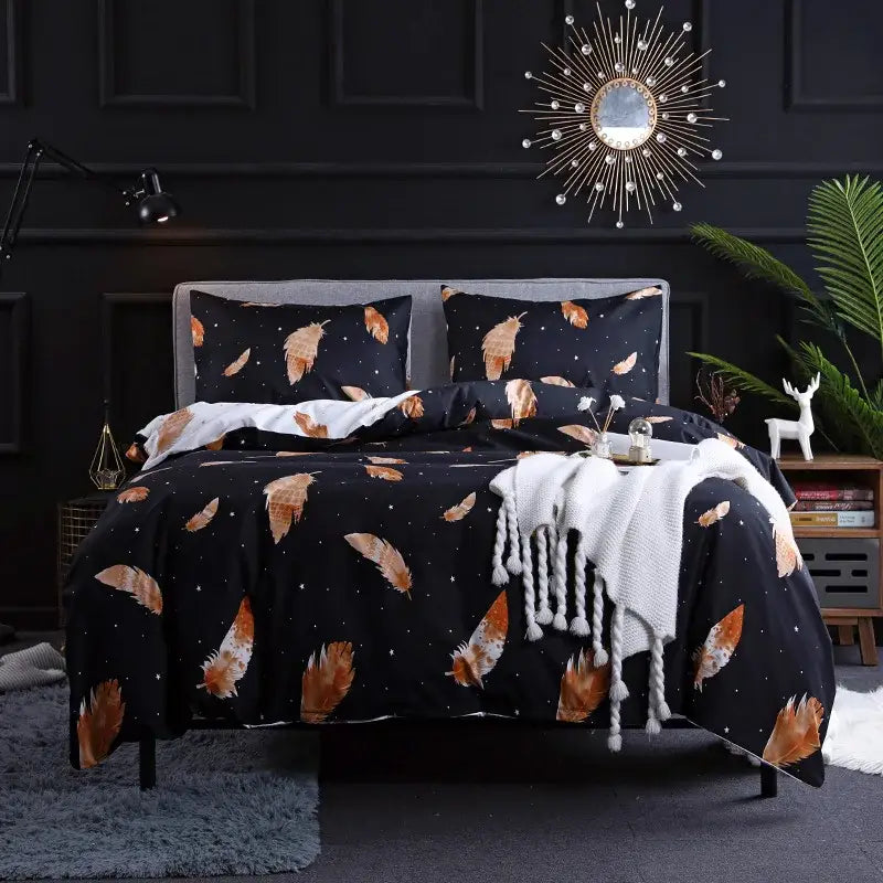 Black and rose gold leopard print duvet set bedroom bedding