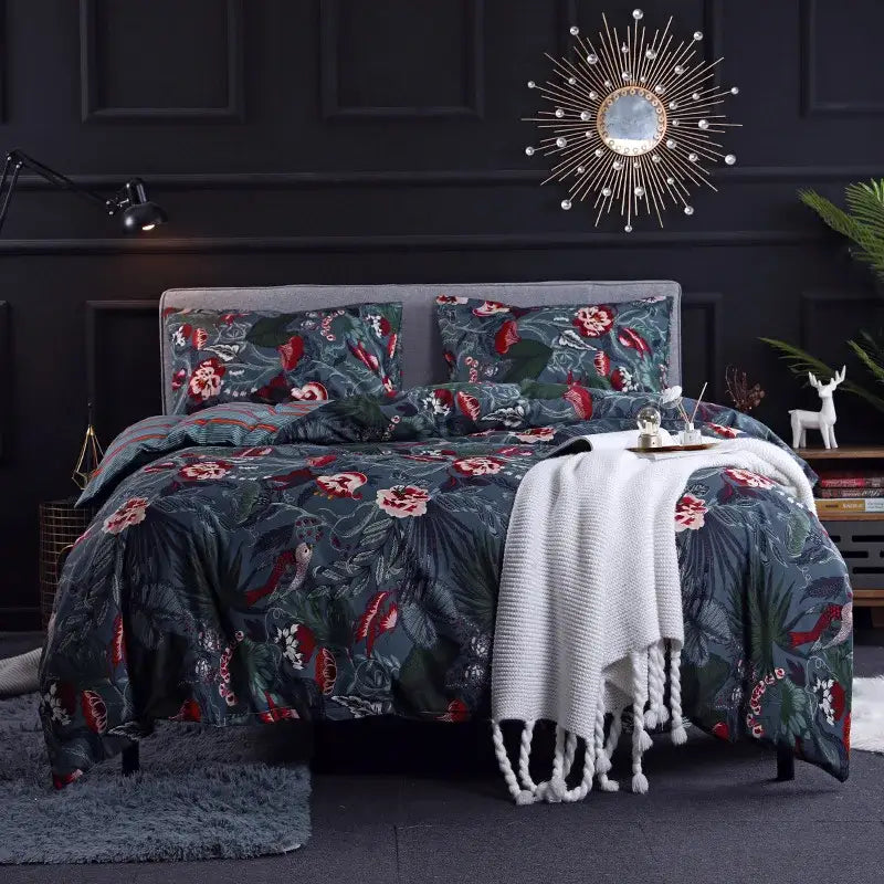 Black and rose gold leopard print duvet set bedroom bedding