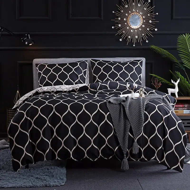 Black and rose gold leopard print duvet set bedroom bedding