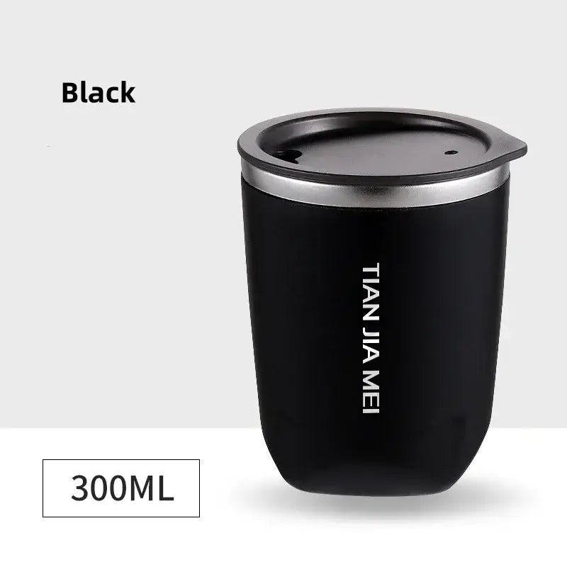 Black and silver 300ml stainless steel vacuum flask kitchen travel cup