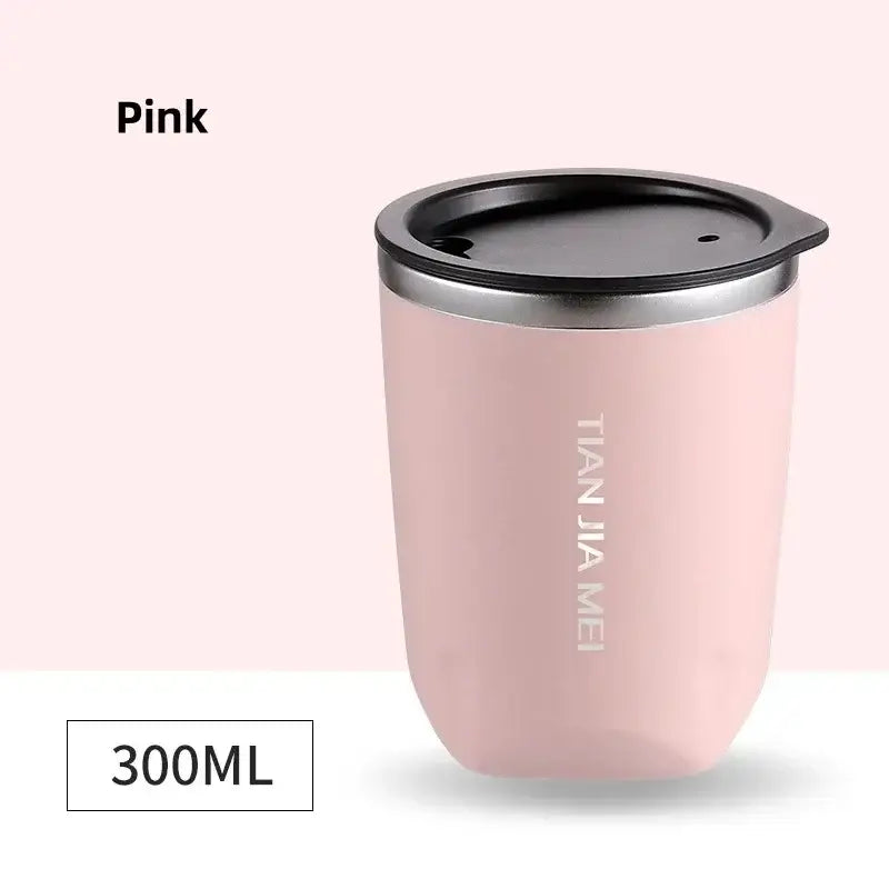 Black and silver 300ml stainless steel vacuum flask kitchen travel cup