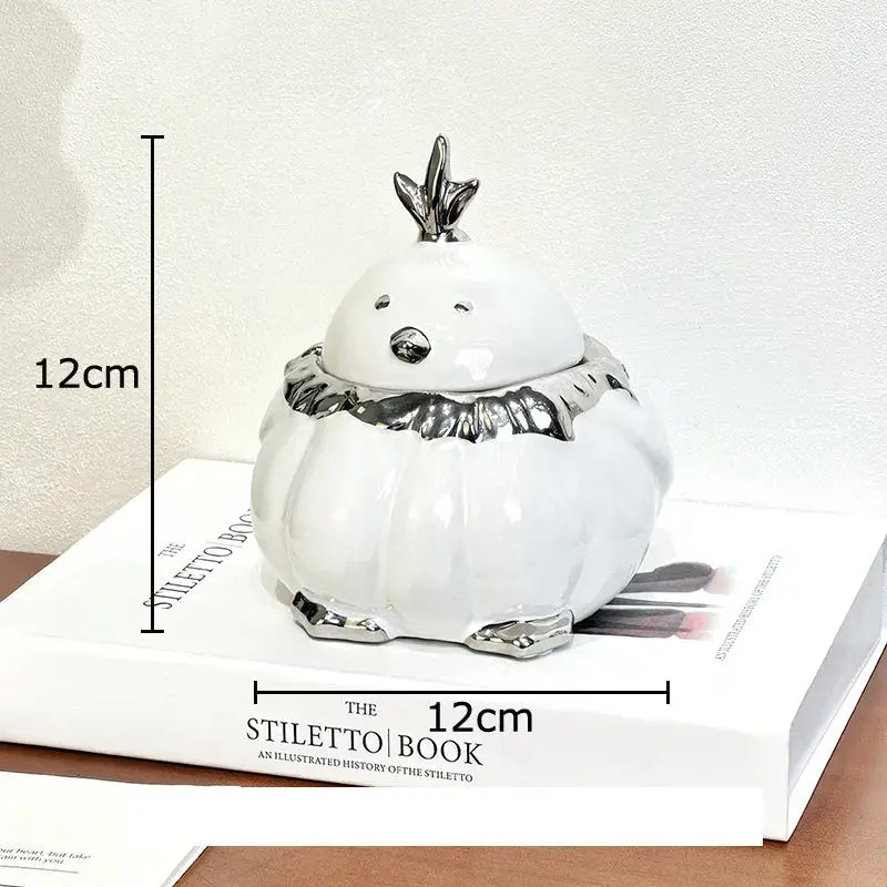 Black and silver garlic duck ceramic pumpkin ashtray living room decor
