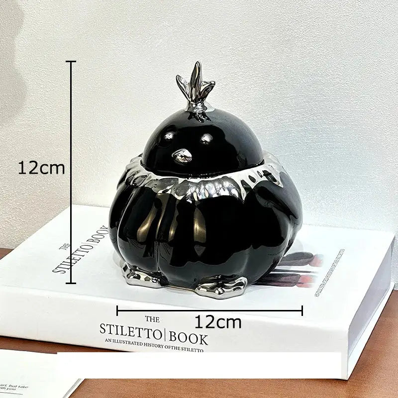 Black and silver garlic duck ceramic pumpkin ashtray living room decor