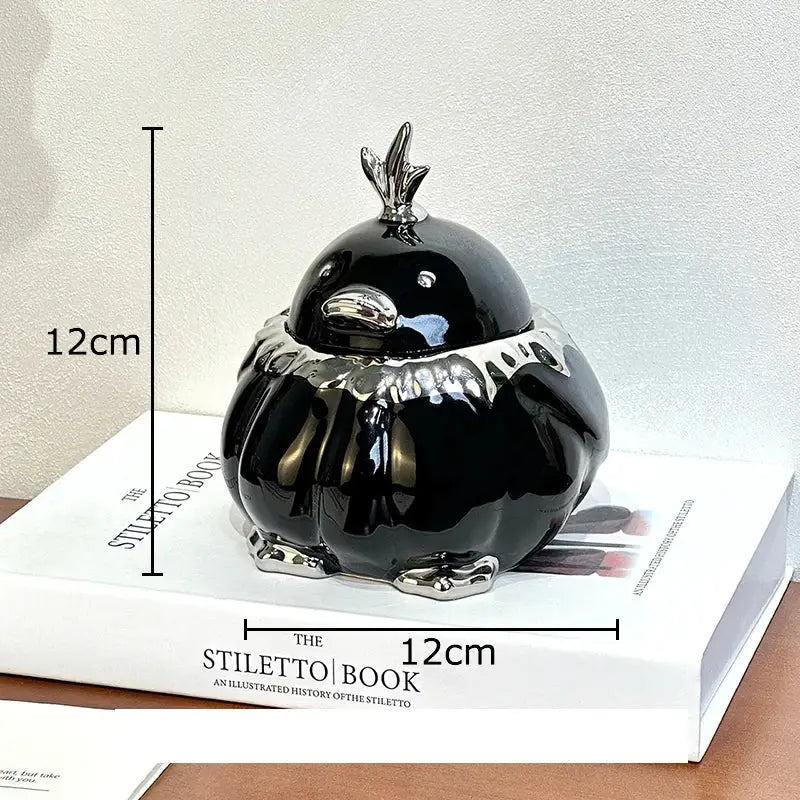 Black and silver garlic duck ceramic pumpkin ashtray living room decor