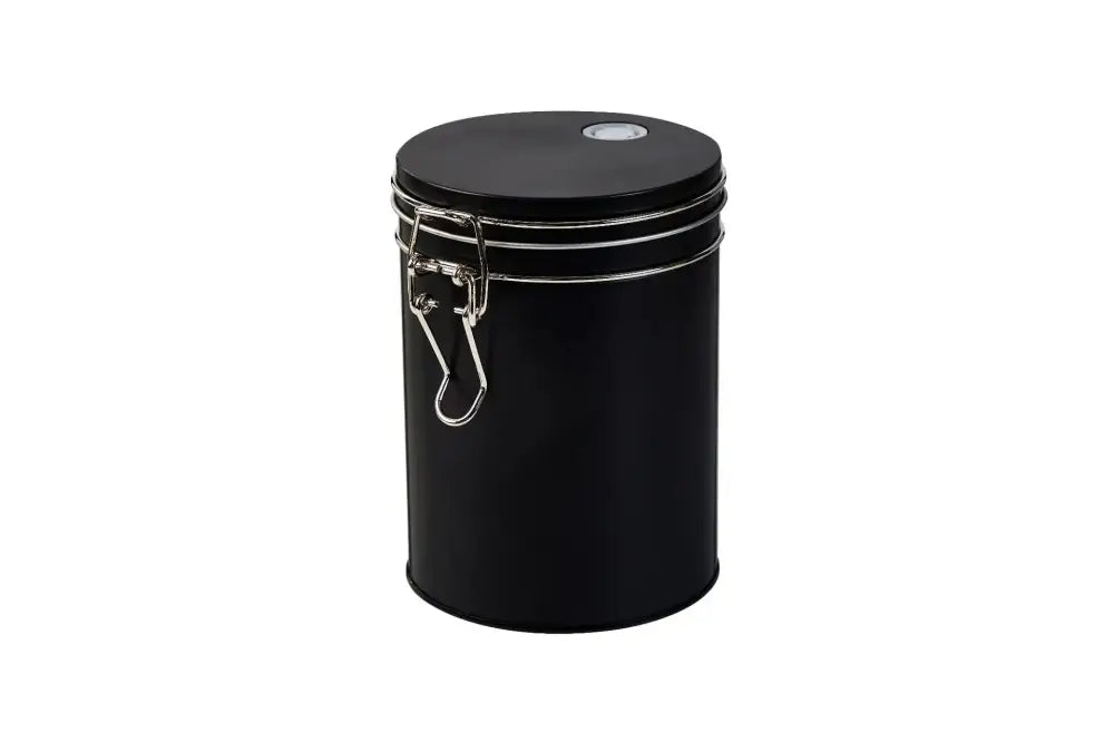 Black and silver hermetic food storage pots kitchen metal canister