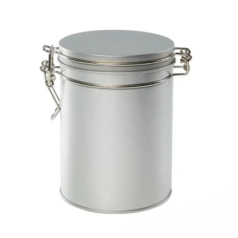 Black and silver hermetic food storage pots kitchen metal canister